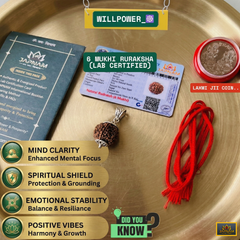 6 Mukhi Rudraksha (Original Nepali Origin & Lab Certified) + 🎁 Gift – Laxmi Ji Silver-Plated Coin
