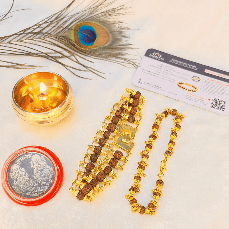 Japnam Rudraksha Rakhi Combo – Choose Rakhi for Brother, Bhai-Bhabhi, or Sister (Lab certified rudraksha)