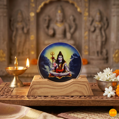 🕉️ 3D Lord Shiva Creative LED Lamp with Wooden Base