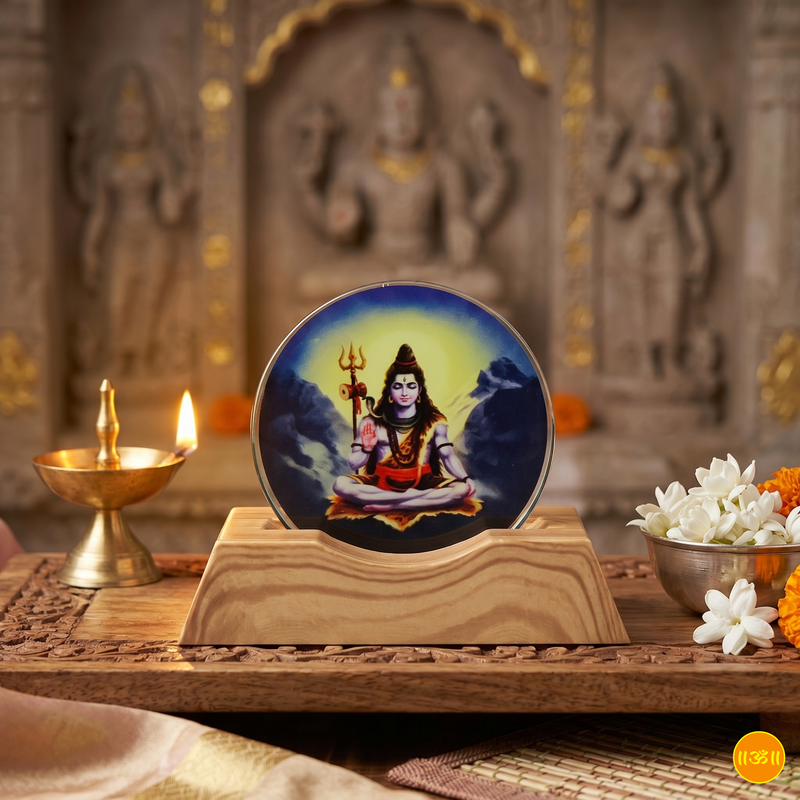 🕉️ 3D Lord Shiva Creative LED Lamp with Wooden Base
