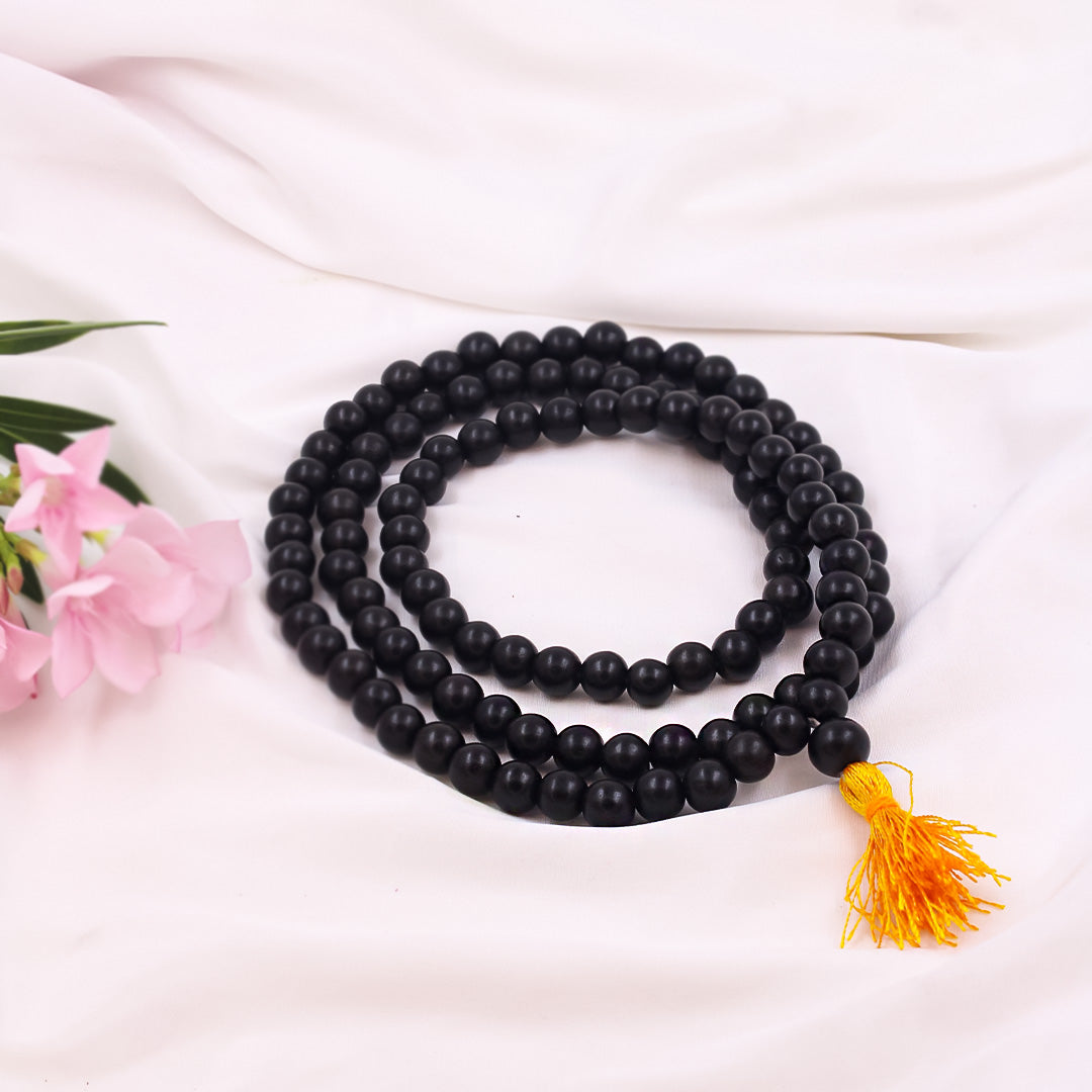 🌿Authentic Karungali (Ebony Wood) Divyashakti 108+1 Bead Mala – Crafted for Spiritual Energy & Strength 🌟 + 🎁 Free Laxmi Silver-Plated Coin 🖤✨