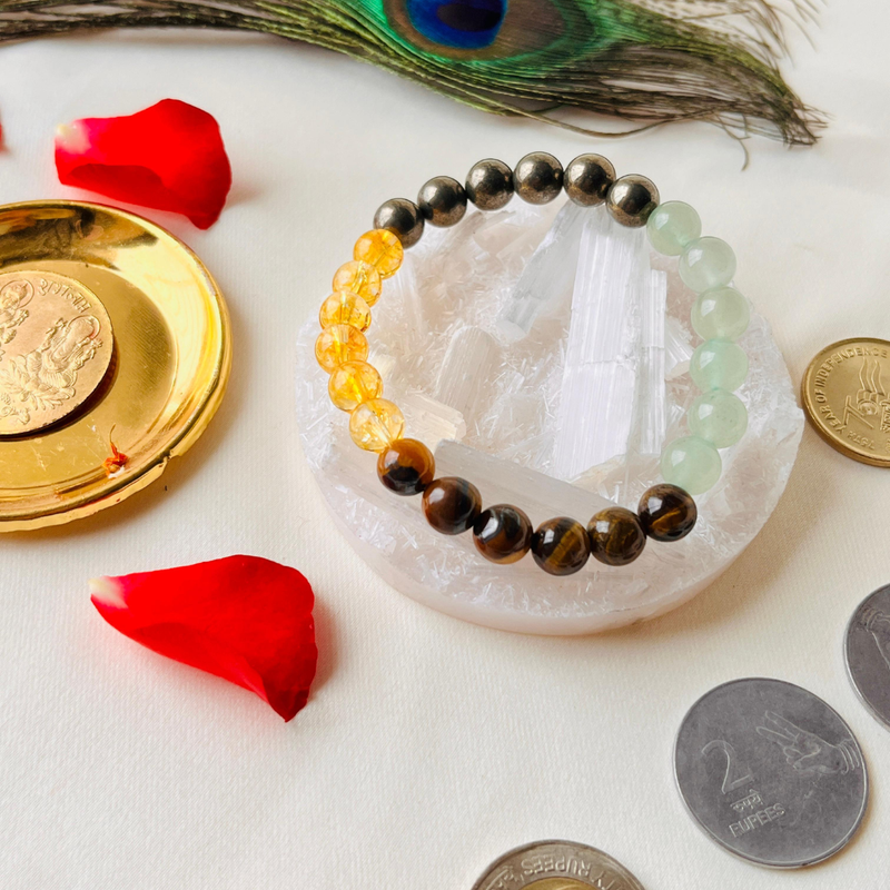 Lab certified - Money Magnet Bracelet + FREE (✨ Selenite Plate) - Combo + 📿Gift (5 mukhi rudraksha)