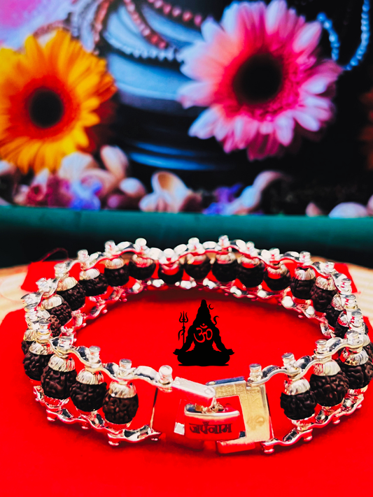 Silver Plated Modern Rudraksha Bracelet (5 Mukhi) -Buy 1 Get 1 Free! (Lab Tested) + Mysterious🎁Gift