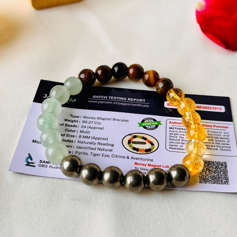 Lab certified - Money Magnet Bracelet + FREE (✨ Selenite Plate) - Combo + 📿Gift (5 mukhi rudraksha)