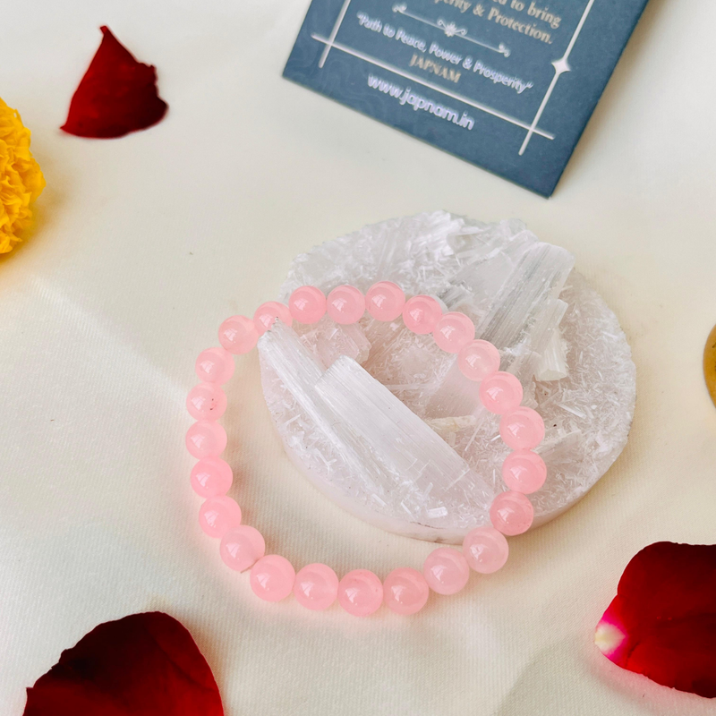 💖 Rose Quartz Bracelet + ✨ Selenite Plate Combo (Certified) + 🪙 Gift (Laxmi Ji Silver-Plated Coin)