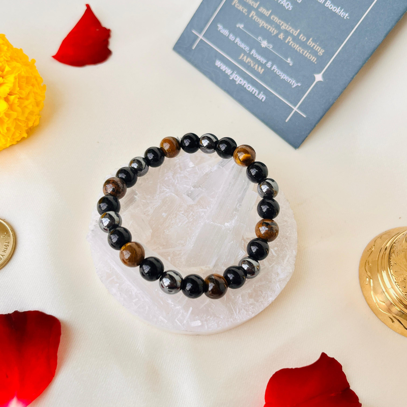 🛡️ Triple Protection Bracelet + ✨ Selenite Plate Combo (Certified)+ 🪙 Gift (Laxmi Ji Silver-Plated Coin)