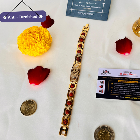✨ Elegant Om Rudraksha Gold-Plated Bracelet - (Anti-Tarnished & Authentic) + 🎁 Mysterious Gift