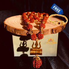 Golden Plated Mahadev Trisul Rudraksha Mala + Mysterious🎁Gift