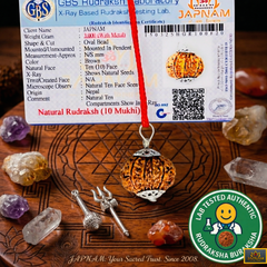 10 Mukhi Rudraksha (Original Nepali Origin & Lab Certified) + 🎁 Gift – Laxmi Ji Silver-Plated Coin
