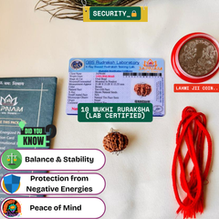 10 Mukhi Rudraksha (Original Nepali Origin & Lab Certified) + 🎁 Gift – Laxmi Ji Silver-Plated Coin