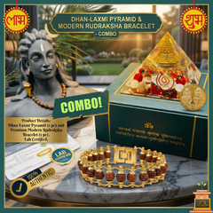 Dhan Laxmi Pyramid (For Wealth, Financial Stability and Prosperity) + Modern 5 Mukhi Rudraksha Bracelet + 𝐅𝐫𝐞𝐞 🎁 Laxmi Ganesha Silver Plated Coin
