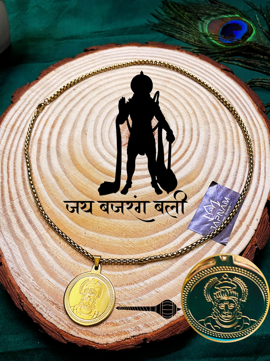 Hanuman Gold-Plated Chain Pendant For Men ( 24 Inch ) + Mysterious🎁Gift