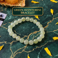🍃 Green Aventurine Bracelet + 🪙 Gift (Laxmi Ji Silver-Plated Coin)