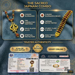 Trishool Mala + Original Natural Rudraksha Bracelet (5 Mukhi) Combo (Lab Tested) + Mysterious🎁Gift
