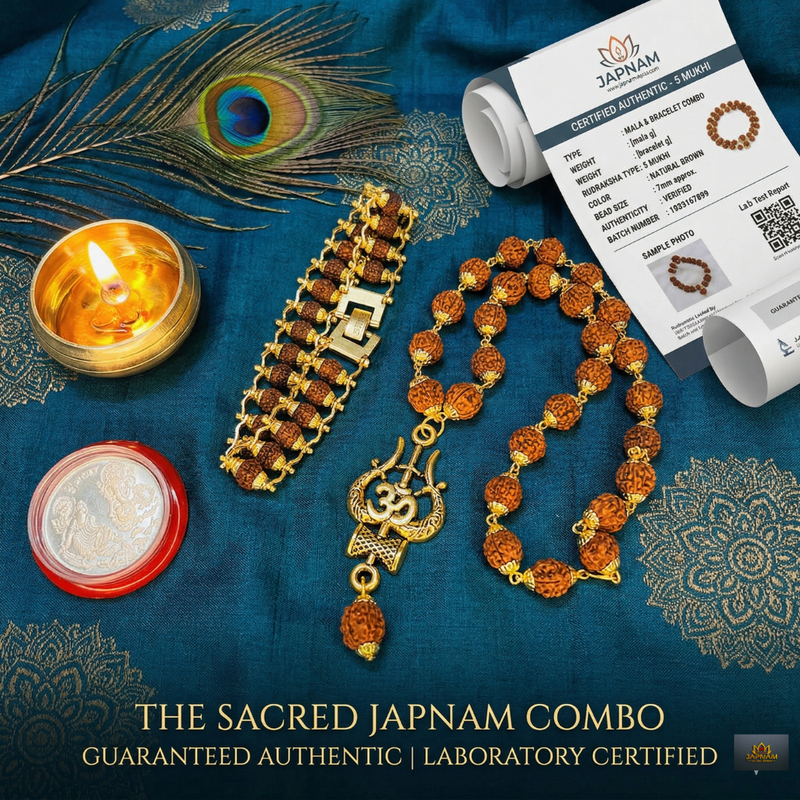 Trishool Mala + Original Natural Rudraksha Bracelet (5 Mukhi) Combo (Lab Tested) + Mysterious🎁Gift
