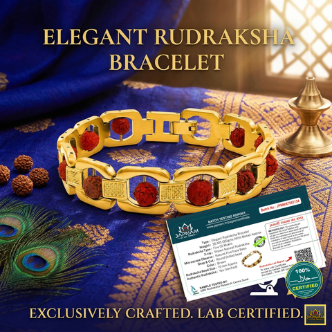 Gold Plated Essential 5 Mukhi Rudraksha Bracelet (Lab Certified) + Mysterious🎁Gift