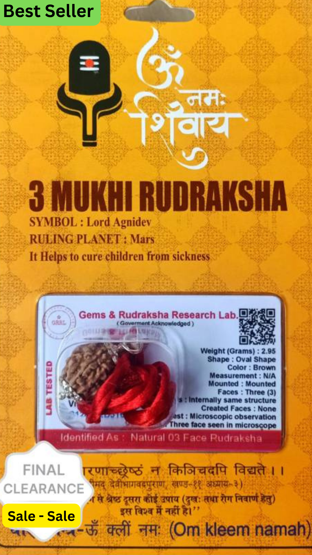3 Mukhi Rudraksha With Lab Certified - Original +Mysterious🎁Gift