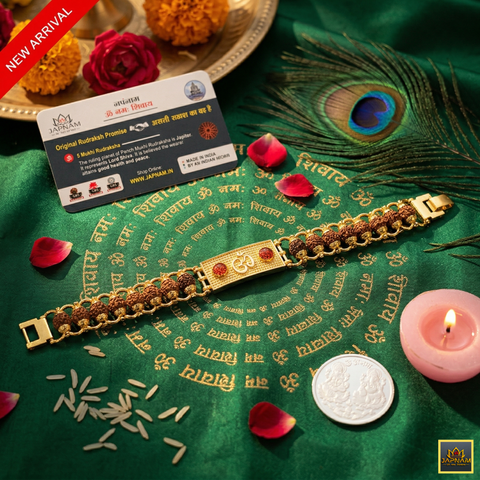 🌟 Radiant Om Rudraksha Bracelet (5 Mukhi) 📿 (Lab Tested) + 🎁 Free Laxmi Silver Plated Coin!