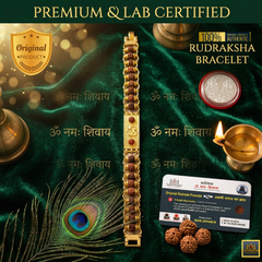 🌟 Radiant Om Rudraksha Bracelet (5 Mukhi) 📿 (Lab Tested) + 🎁 Free Laxmi Silver Plated Coin!