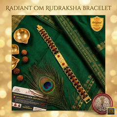🌟 Radiant Om Rudraksha Bracelet (5 Mukhi) 📿 (Lab Tested) + 🎁 Free Laxmi Silver Plated Coin!