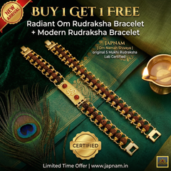 🌟 (Radiant Om + Modern) Rudraksha Bracelet combo (5 Mukhi) 📿 (Lab Tested) + 🎁 Free Laxmi Silver Plated Coin!