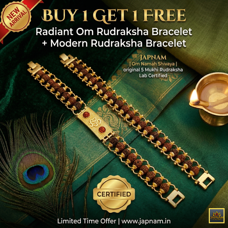 🌟 (Radiant Om + Modern) Rudraksha Bracelet combo (5 Mukhi) 📿 (Lab Tested) + 🎁 Free Laxmi Silver Plated Coin!