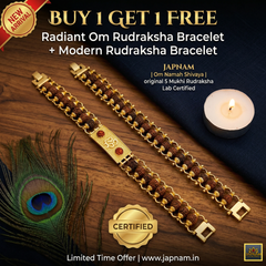 🌟 (Radiant Om + Modern) Rudraksha Bracelet combo (5 Mukhi) 📿 (Lab Tested) + 🎁 Free Laxmi Silver Plated Coin!