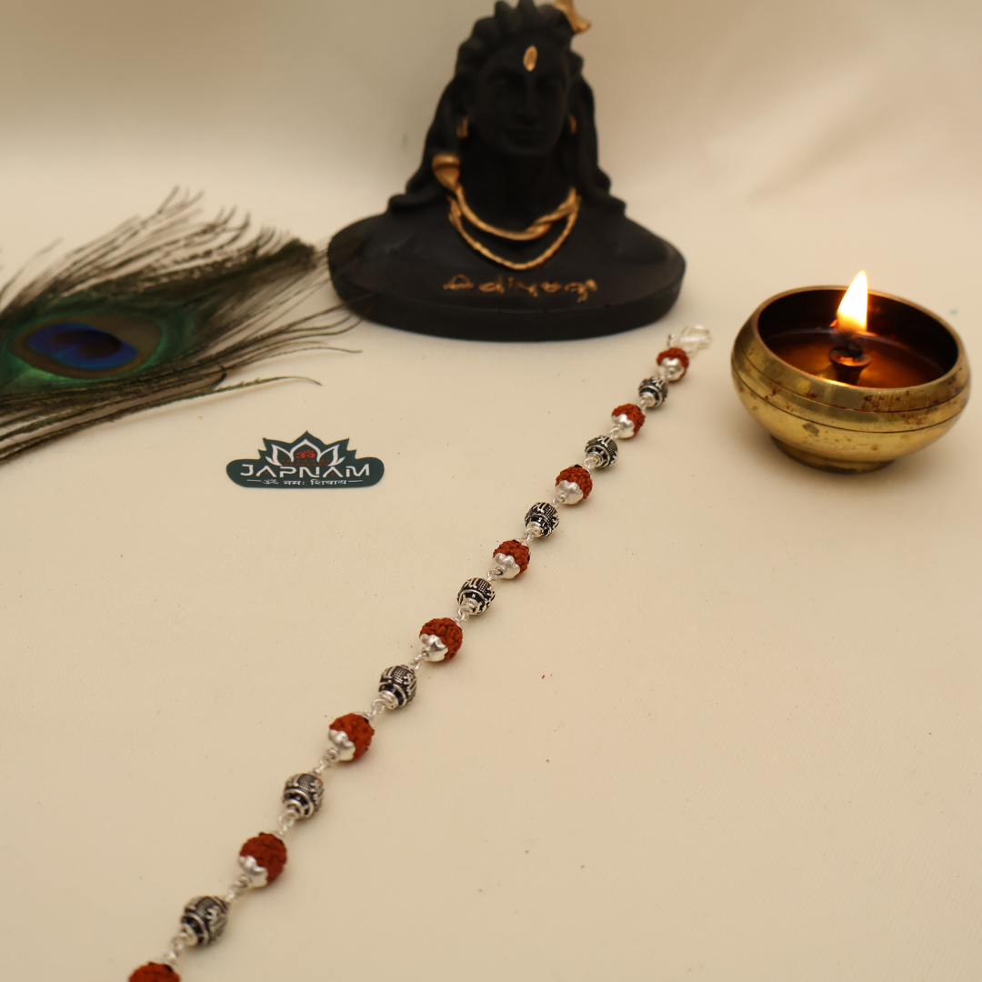 Original Silver & Authentic Rudraksha – Sree/Shree Beads Bracelet || [925 Original Silver]