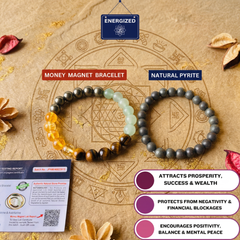 Money Magnet Bracelet + Natural Pyrite Bracelet Combo (Certified) + 🎁 Mysterious Gift