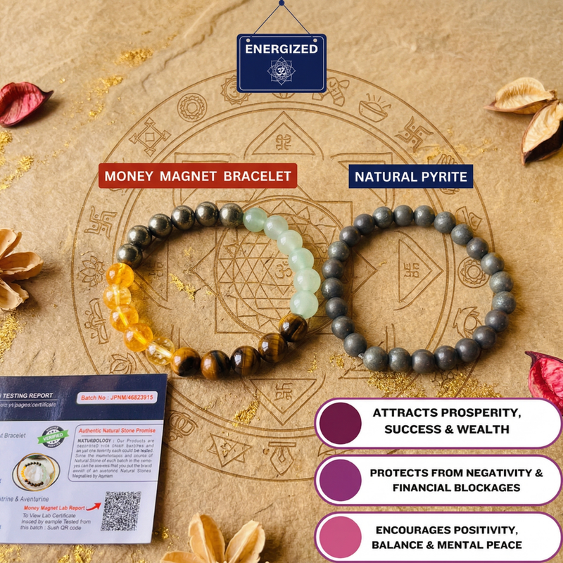 Money Magnet Bracelet + Natural Pyrite Bracelet Combo (Certified) + 🎁 Mysterious Gift