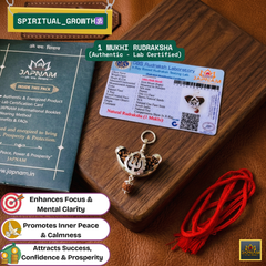 🌿 1 Mukhi Rudraksha (Original & Lab Certified) + 🪙 Gift – Laxmi Ji Silver-Plated Coin