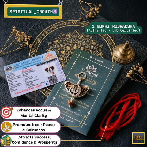 🌿 1 Mukhi Rudraksha (Original & Lab Certified) + 🪙 Gift – Laxmi Ji Silver-Plated Coin