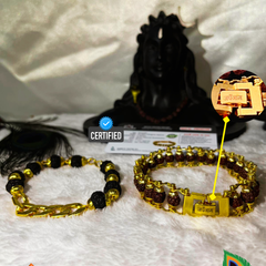 Modern Rudraksha Bracelet + Black Graceful Bracelet (5 Mukhi) Combo (Lab Tested) + Mysterious🎁Gift