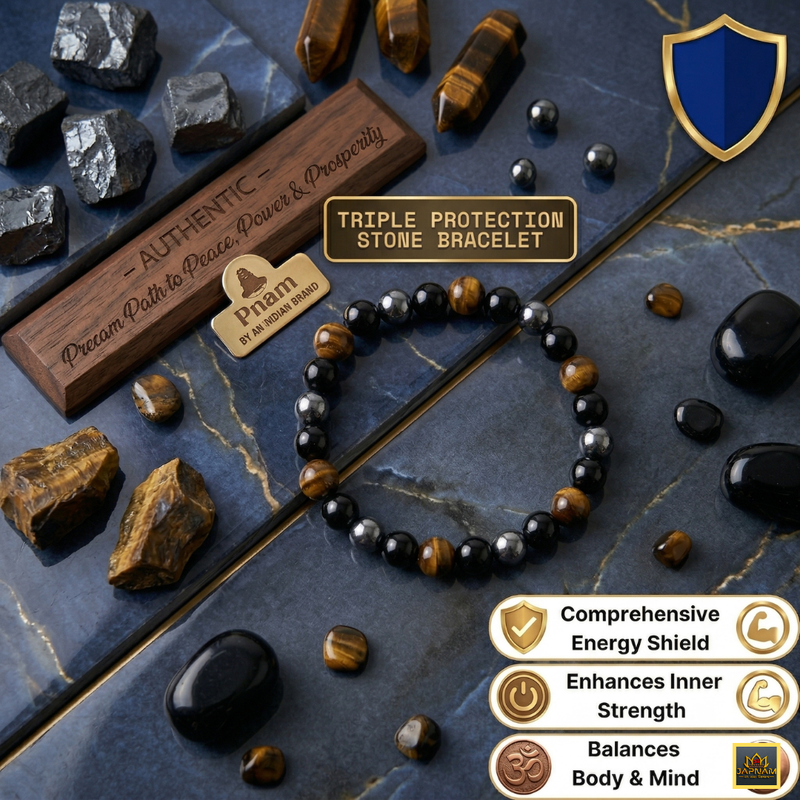 Triple Protection Stone Bracelet – A Powerful Talisman for Mind, Body & Soul Protection ✨🛡️
