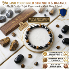 Triple Protection Stone Bracelet – A Powerful Talisman for Mind, Body & Soul Protection ✨🛡️