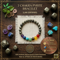 🌈 7 Chakra Pyrite Bracelet + 🎁 Gift (Laxmi Ji Silver-Plated Coin) – Certified