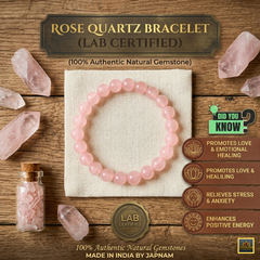 💖 Love Attraction Bracelet (Original Rose Quartz) + 🪙 Gift (Laxmi Ji Silver-Plated Coin)