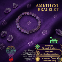 💜 Amethyst Bracelet + 🪙 Gift (Laxmi Ji Silver-Plated Coin)