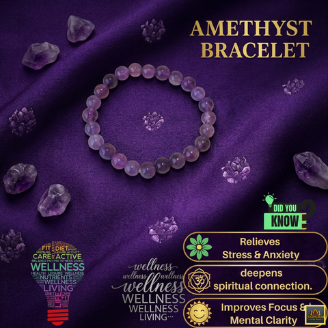 💜 Amethyst Bracelet + 🪙 Gift (Laxmi Ji Silver-Plated Coin)