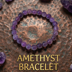 💜 Amethyst Bracelet + 🪙 Gift (Laxmi Ji Silver-Plated Coin)