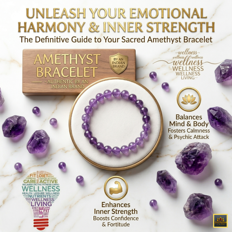💜 Amethyst Bracelet + 🪙 Gift (Laxmi Ji Silver-Plated Coin)
