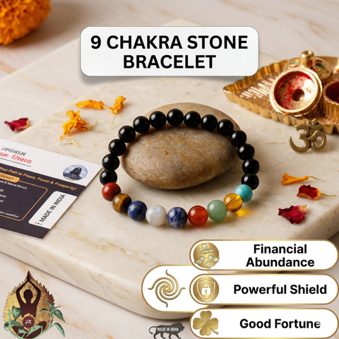 🌟 Super 9 Chakra Bracelet + 🪙 Gift (Laxmi Ji Silver-Plated Coin)