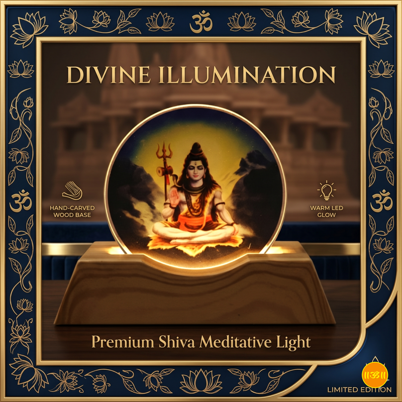 🕉️ 3D Lord Shiva Creative LED Lamp with Wooden Base