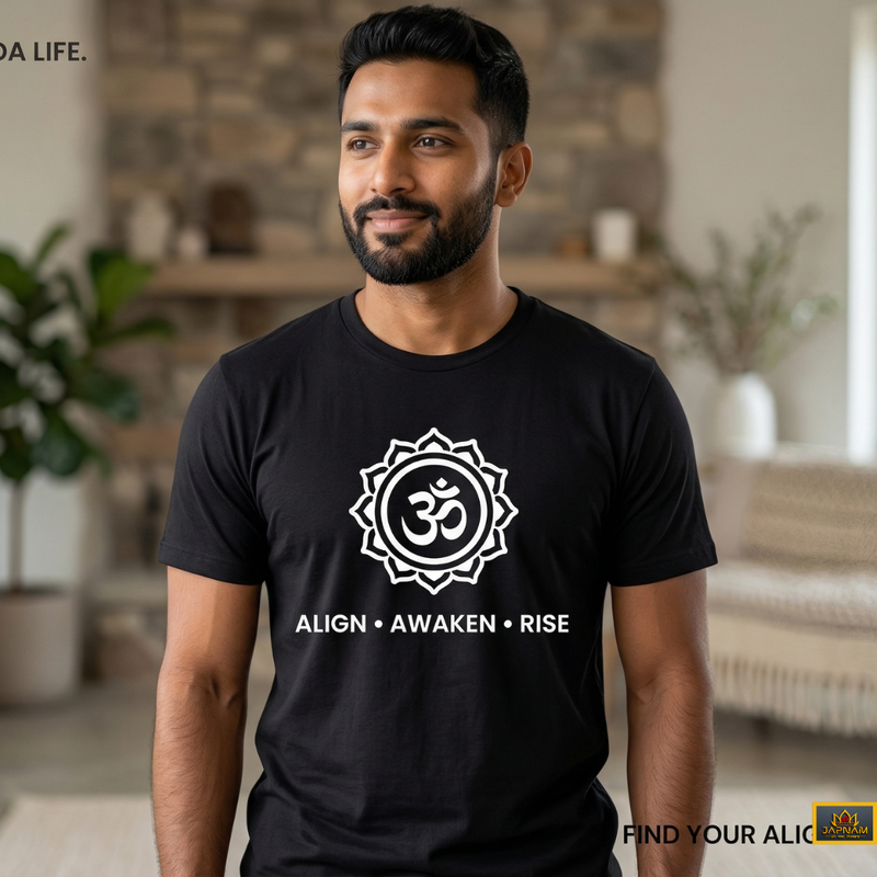🕉️ Divine OM 7 Chakra Cotton Premium T-Shirt & 📿Metal Dhan Yog Bracelet