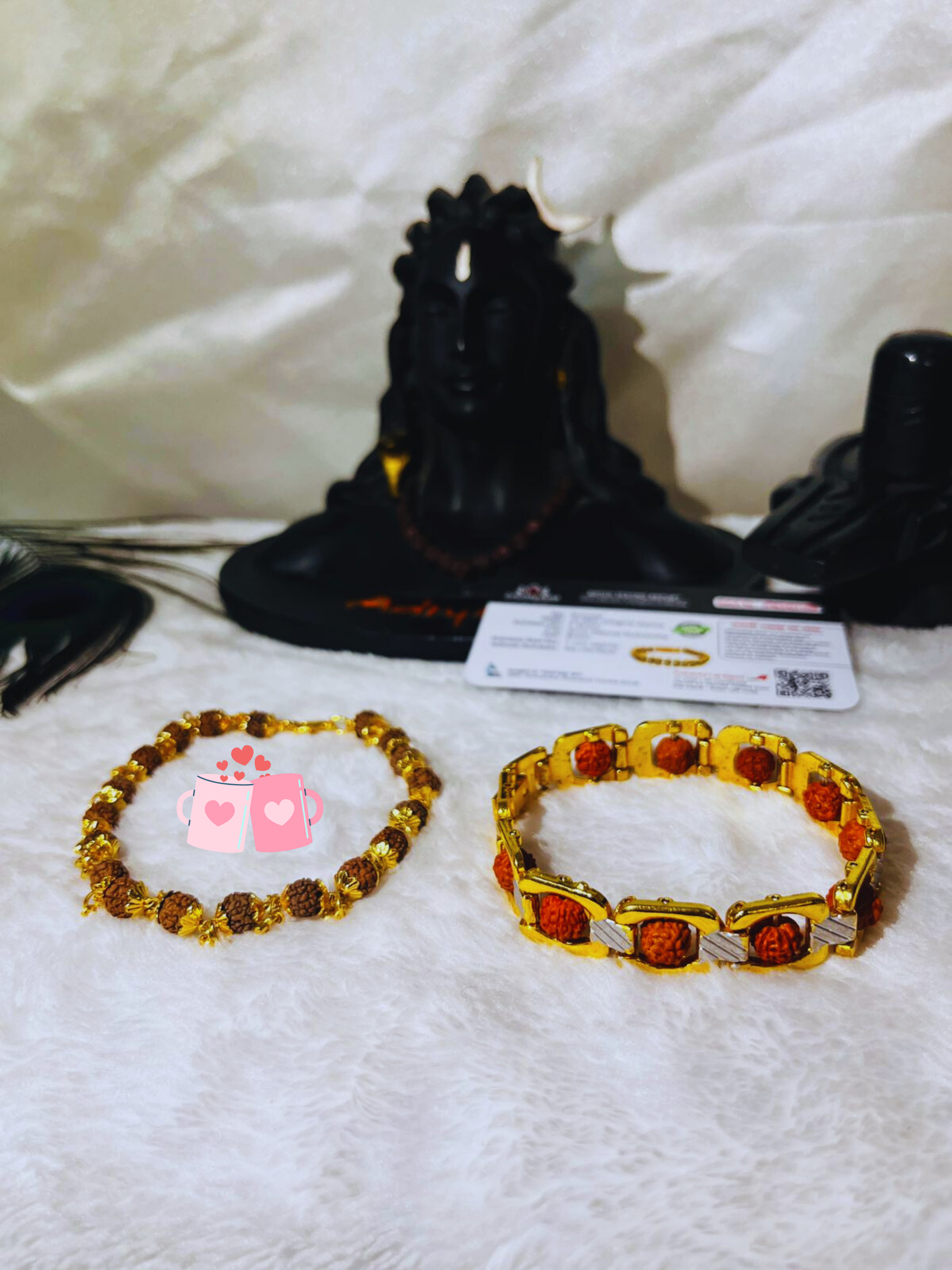 Couple Combo - Original Natural Rudraksha Bracelet (5 Mukhi) - Best Value Combo Offer!!