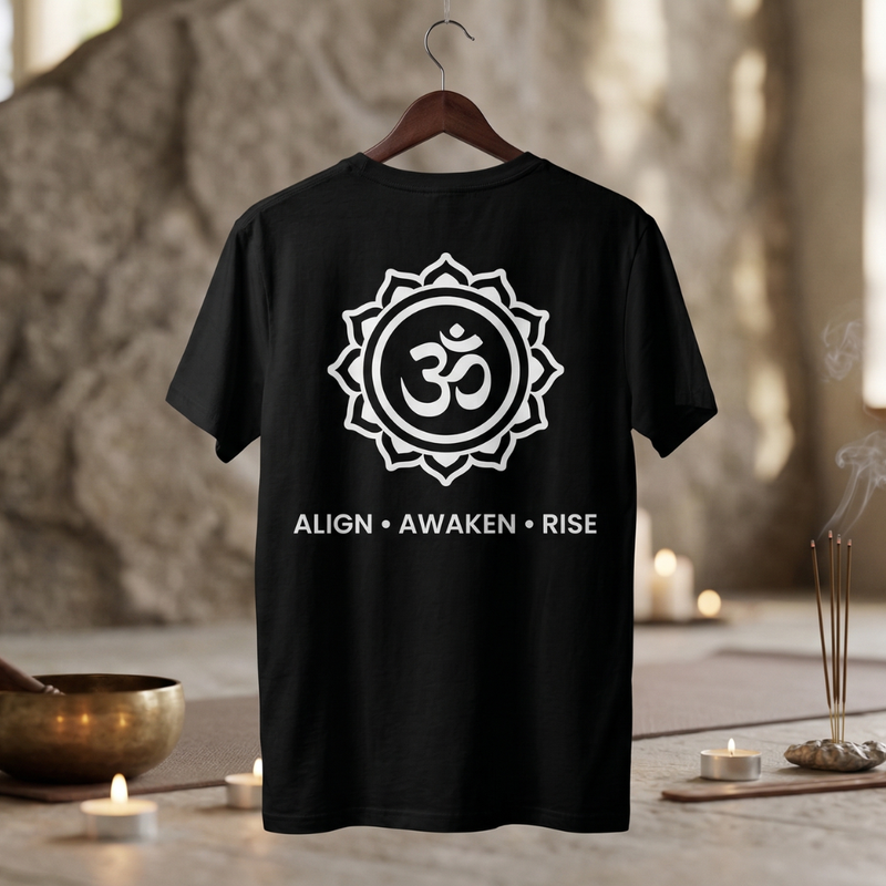 🕉️ Divine OM 7 Chakra Cotton Premium T-Shirt & 📿Metal Dhan Yog Bracelet