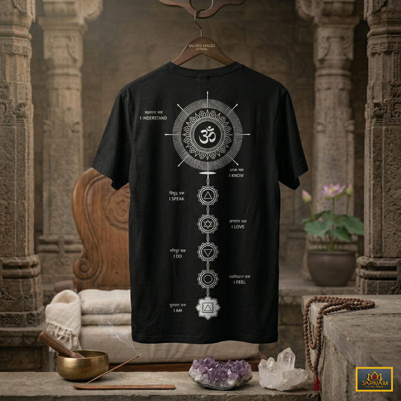 🕉️ Divine OM 7 Chakra Cotton Premium T-Shirt & 📿Metal Dhan Yog Bracelet