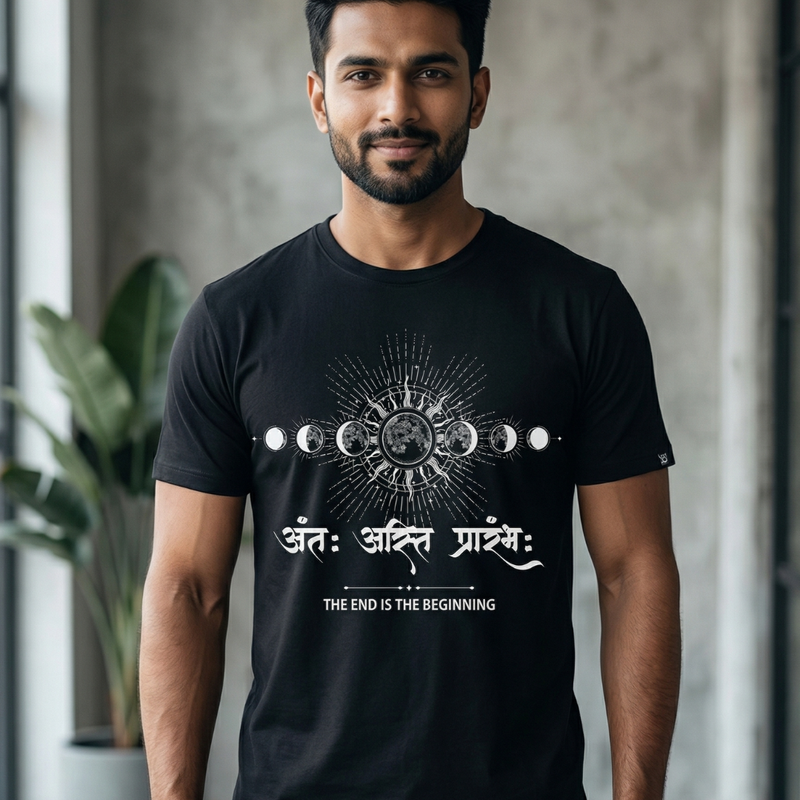 ♾️Antah Anant Prarambh – The End is the Beginning ☸️ (T-Shirt ) & 📿Metal Dhan Yog Bracelet