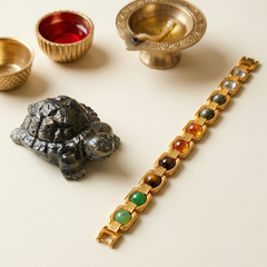 🐢 Vastu & Prosperity Pyrite Tortoise & Metal Dhan Yog Bracelet