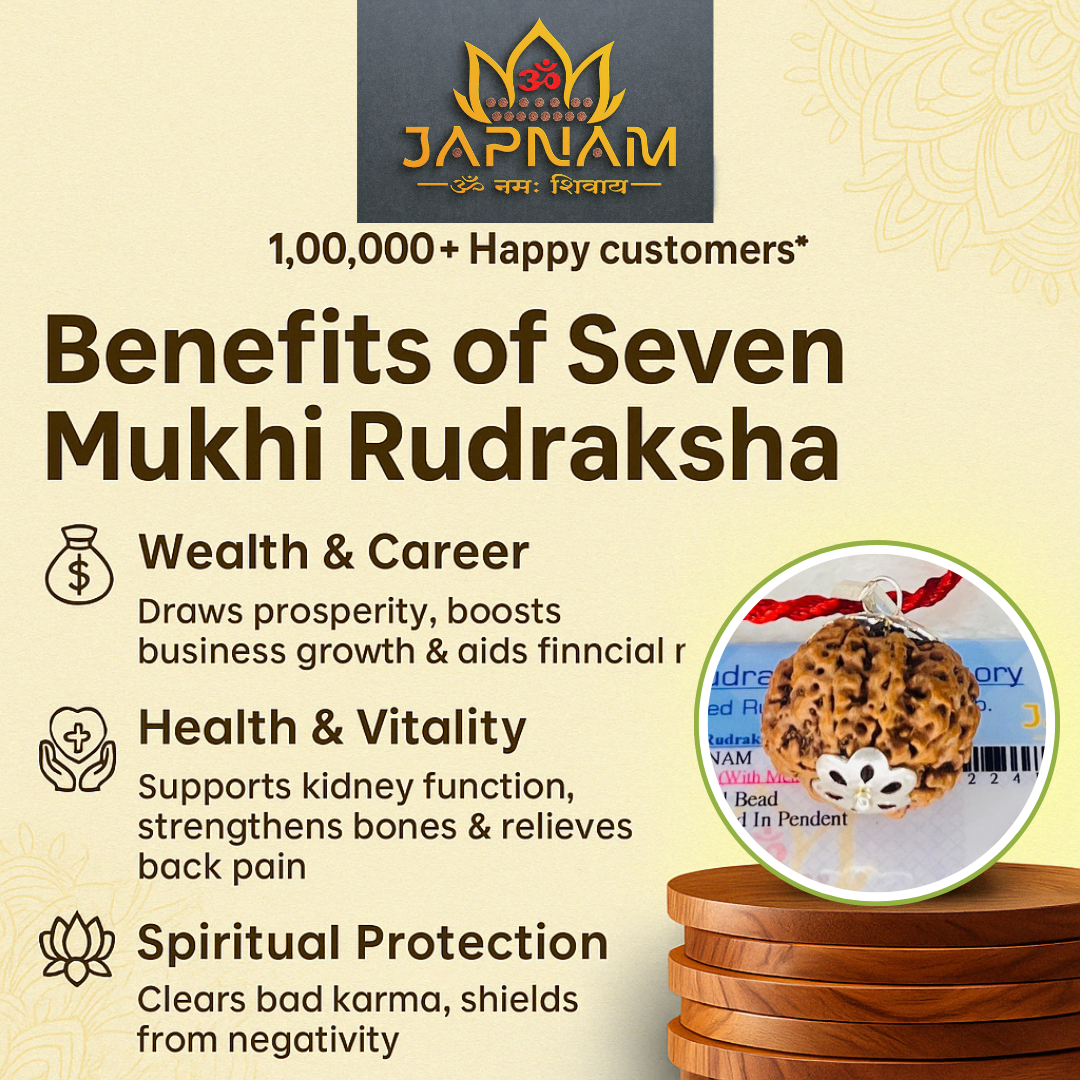 (1 +1+Gift) 7 Mukhi Rudraksha Combo + Modern 5 Mukhi Rudraksha Bracelet (Lab Certified) with Gift 🎁 Laxmi Silver Plated Coin